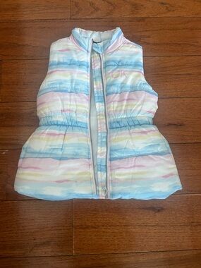 Calvin Klein Jeans Pastel Stripe Puffer Vest — Pink, Blue, Yellow
